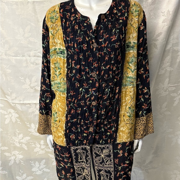 Carole Little Tops - Carole Little Black and Yellow Floral Top